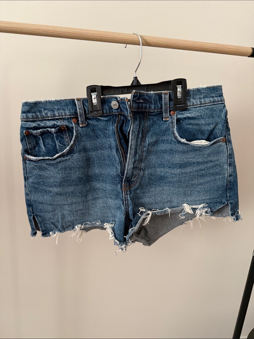 Abercrombie Mom Denim Cutoff Shorts - Blue Distressed Jean Shorts